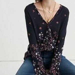 Lucky Brand long sleeve button up v-neck top